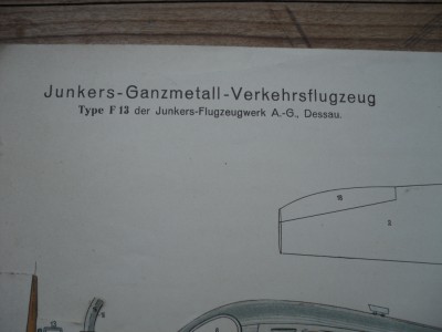  org.ausfaltbare Explosionstaffel 30ziger Jahre Junkers AG Dessau Flugzeug Ju F13 3.JPG