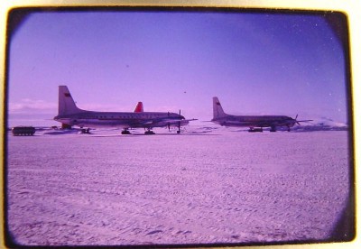  1963 TWO RUSSIAN ILYSUHIN II-18 TRANSPORTS AT SOUTH POLE OPERATION DEEP FREEZE.jpg