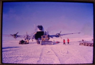  1963 US ARMY HUEY H-1 PULLED FROM C-124 BY DOZER OPERATION DEEP FREEZE.JPG