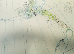 Фрагмент ледовой карты за март 1941 года.<br />Ледовая разведка. 9 и 14 марта. : Н-169-194103.jpg